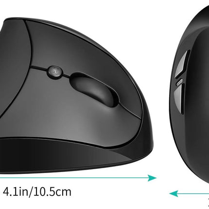 AURTEC Vertical Mouse, Rechargeable 2.4G Wireless Ergonomic Mice with USB Receiver, 6 Buttons and 3 Adjustable DPI 800/1200/1600, Black