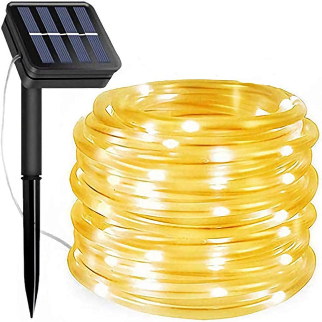 Solar Rope Lights, 66 Feet 200 LED Solar String Lights Outdoor Waterproof 8 Modes Solar Fairy Lights Tube Lights Garden Christmas Lights Decorative for Pool Patio Party Wedding Christmas Warm White