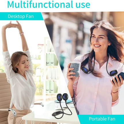 Handfan 10000Mah Neck Fan, 360° Rotation Personal Portable Fans For Your Neck, 48H Lasting Rechargeable Battery Operated Wearable