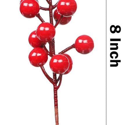 DR.DUDU 24 Pack Christmas Red Berries Stems for Christmas Tree Decoration, Artificial Christmas Red Berry for DIY Crafts Wreath Garland Christmas Ornaments Decor
