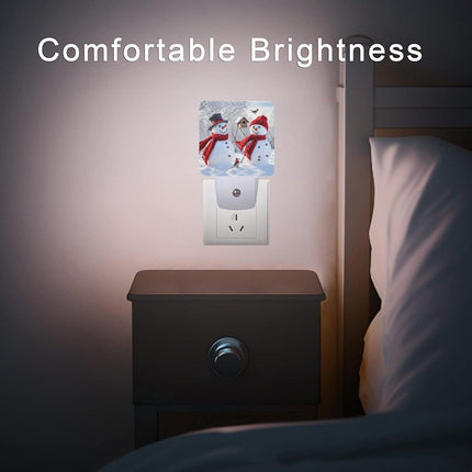 Christmas Snowmen Night Lights, 2Pack Xmas Nightlights Plug-in Dusk to Dawn Smart Sensor Led Nightlight for Bedroom Bathroom Kitchen Hallway Stairs Energy Efficient Decor Desk Lamp