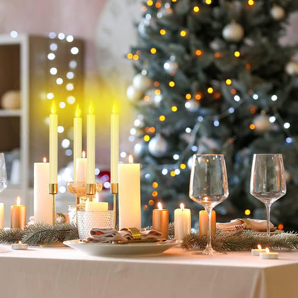 Window Candles Flickering Battery Operated with Remote and Timer, 9 Pack Electric Flameless Taper Candles with Magnetic Base for Christmas Halloween Dinner Wedding Party Decoration