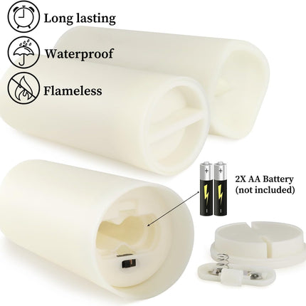 Set of 24 Waterproof Outdoor Flameless Candles, LED Candles with 4 Remote and Timer,(H 4" 5" 6" x D 2.2"),for Halloween Wedding Festiv