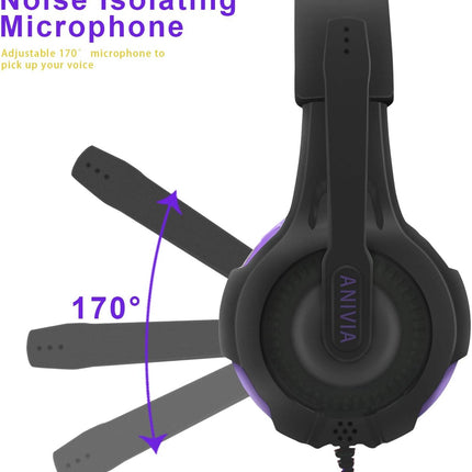 PC Gaming Headsets PS4 Headset for Xbox One - AH68 Wired Stereo Over Ear Gaming Headphone with Microphone for PC Computer, MAC Laptop, Playstation 4, Xbox one Controller, Phones,Tablet, PSP, Purple
