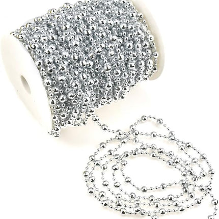 98 Feet Silvery Pearl Strands Chain Christmas Tree Beads Garland Decoration, Christmas Garland Crafts and Holiday Décor