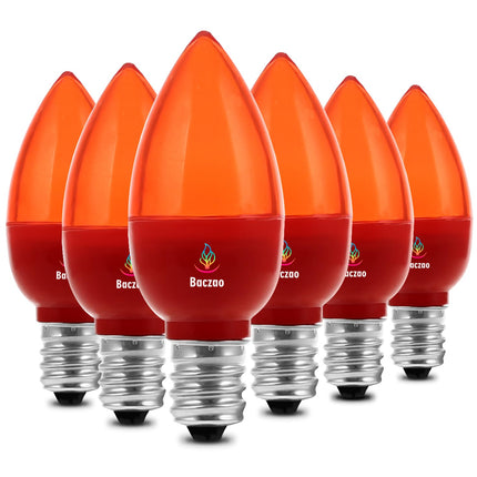 C7 Red Replacement Bulbs 6 Pack, 1W Small Red C7 LED Christmas Light Bulbs, E12 Candelabra Base, Non-Dimmable, Red Night Light Bulb for Outdoor Xmas String Lights Window