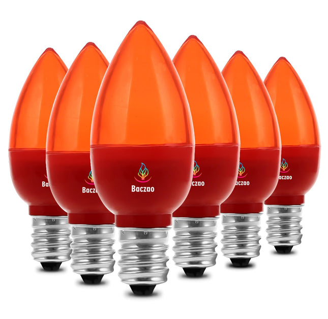 C7 Red Replacement Bulbs 6 Pack, 1W Small Red C7 LED Christmas Light Bulbs, E12 Candelabra Base, Non-Dimmable, Red Night Light Bulb for Outdoor Xmas String Lights Window