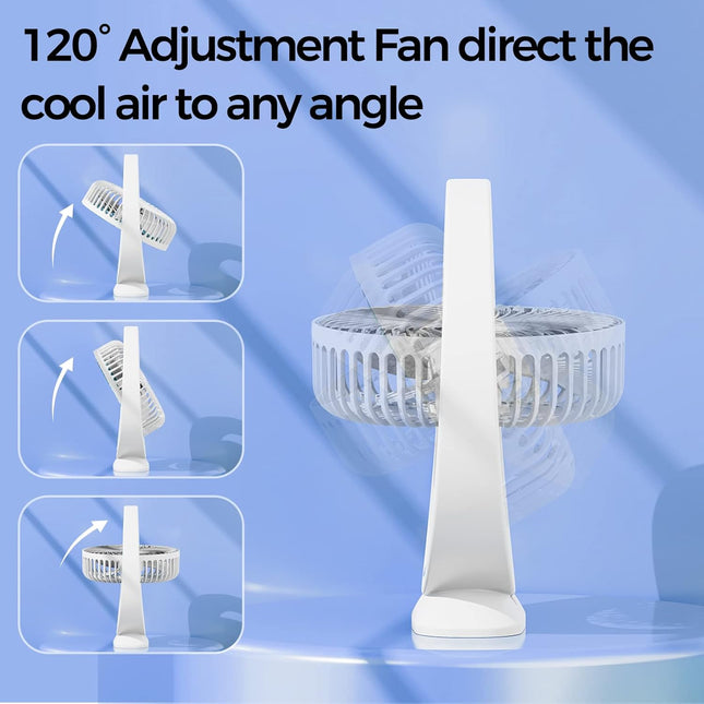 2Packs Desk Fans, 6Inch Portable Battery Operated Fan, Table Fans Up To 7.5 Hours 3 Speed 120° Head Rotation Small Personal Desk