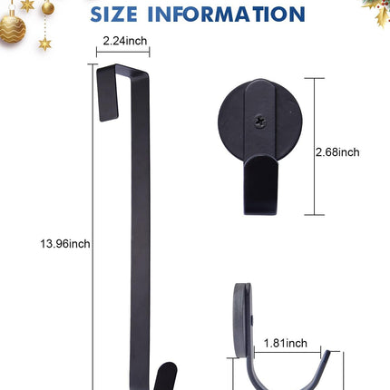 Front Door Wreath Hanger - 2 Magnetic Hooks & 1 Pack 14-Inch Long Hook for Holiday Decor, Versatile for Christmas, Easter, Spring Indoor and Outdoor Use