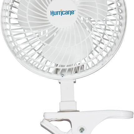 Hurricane Fans Classic 6 Inch Clip Fan Portable Fan With Strong Clamp, Two Speed Settings, And Adjustable Tilt Mechanism, White