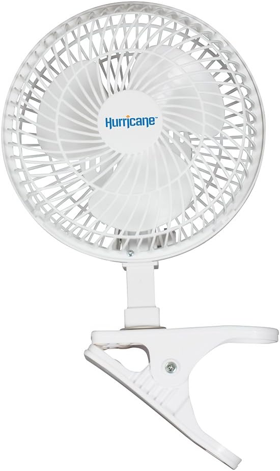 Hurricane Fans Classic 6 Inch Clip Fan Portable Fan With Strong Clamp, Two Speed Settings, And Adjustable Tilt Mechanism, White