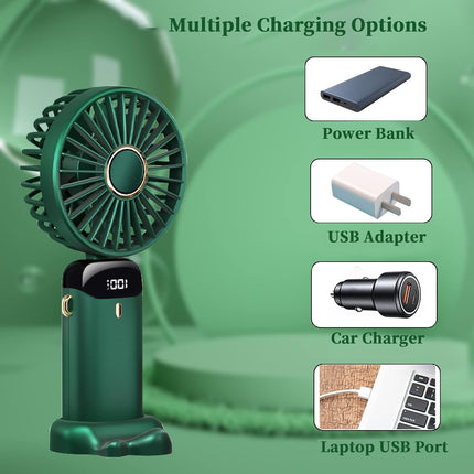 Mini Handheld Fan，Foldable Personal Portable Fan With 5 Speeds，4000Mah Battery Operated Usb Rechargeable Fan, Small Desk Fan Work