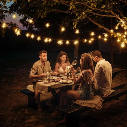 Star String Lights, 20Ft 40 LED Star Fairy Lights Battery Operated, Christmas Twinkle Lights Indoor Outdoor for Bedroom Canopy Patio Wedding Party Ramadan Home Decorations (Warm White)