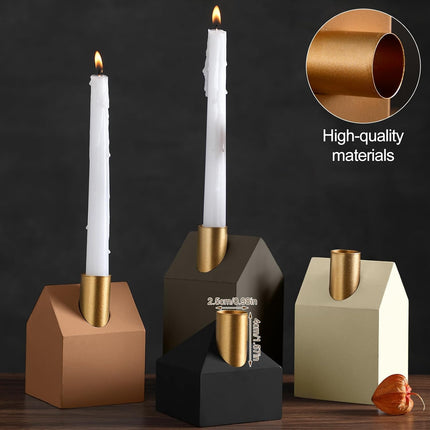 4 Pcs Advent Wood Candle Holders Wooden Modern Advent Candlesticks Candle Holders House Candle Stick Holder for Christmas Advent Wreath Home Decor, Different Heights 3.54, 4.33, 5.12, 5.91 Inch