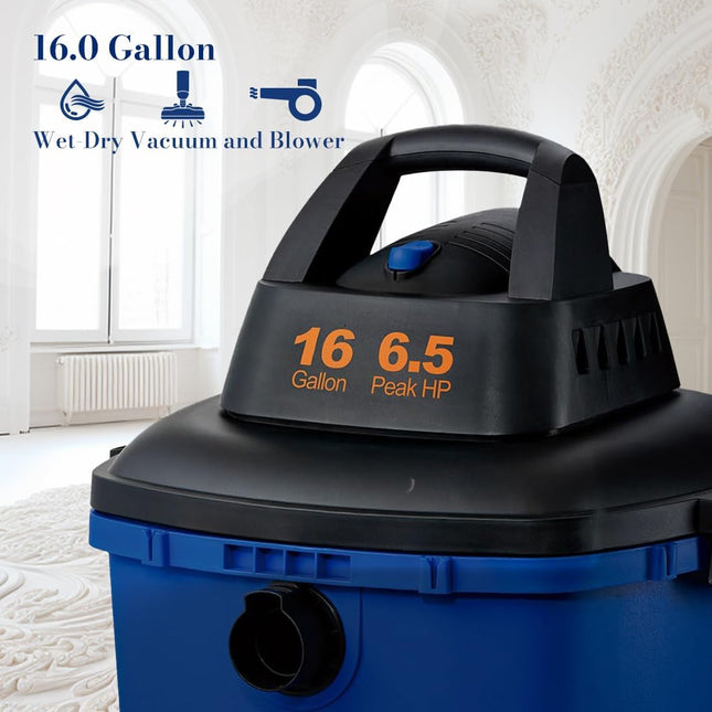 Koblenz Wd16 L4 Portable Wetdry Vacuum, 16 Gallon Tank, Black+Blue