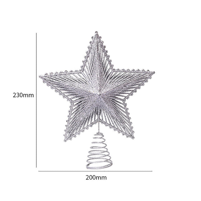 Christmas Tree Star Topper Glitter Star Treetop Xmas Tree Topper Star for Christmas Tree Decorations (Silver)