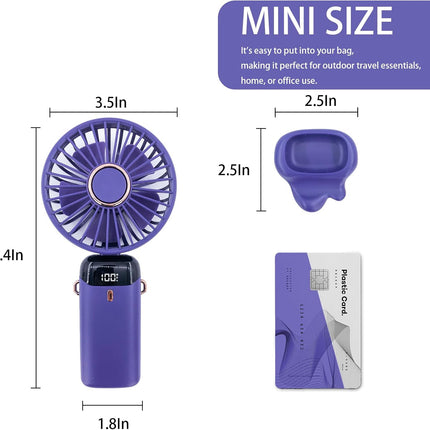 Handheld Fan,Portable Fan,5000Mah1120 Work Hours],Handheld Fan Rechargeable,90°Direction Adjustable,Led Display,5 Speed For Home