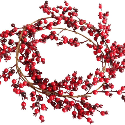 5.9 FT Christmas Red Berry Garland, Artificial Red and Burgundy Berry Christmas Garland for Indoor Outdoor Home Fireplace Decoration for Winter Holiday Year Decor (Burgundy)