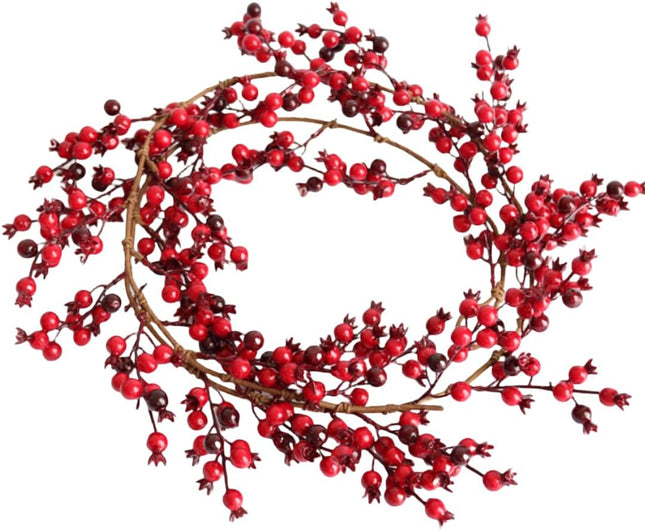 5.9 FT Christmas Red Berry Garland, Artificial Red and Burgundy Berry Christmas Garland for Indoor Outdoor Home Fireplace Decoration for Winter Holiday Year Decor (Burgundy)