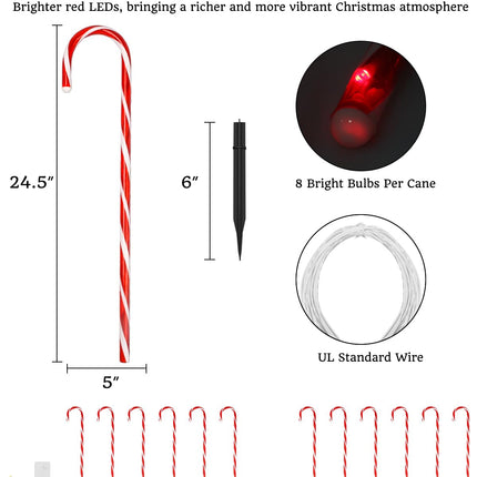 Luditek 29" Christmas Candy Cane Pathway Markers Set of 12 Christmas Outdoor Outside Decorations Lights 8 Blinking Modes Indoor Holiday Xmas Yard Patio Garden Walkway Decor