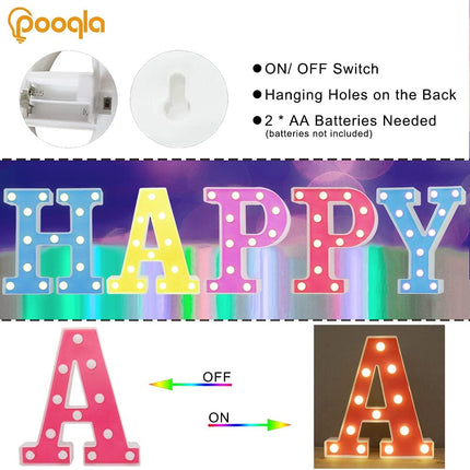 Pooqla LED Marquee Letter Lights, Light Up Alphabet Marquee Letters Sign for Night Light Birthday Wedding Party Christmas Lamp Home Bar Decoration, Purple Letter G
