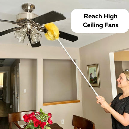 Evelots Ceiling Fan Duster Microfiber Cleaner Brush With Reach Up To 9 Ft Yellow