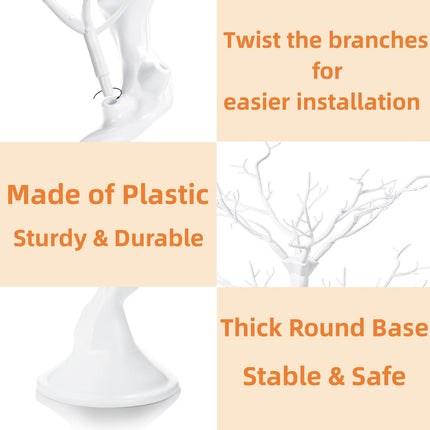 Christmas Artificial Tree Branch, 23 Inch White Manzanita Wedding Centerpiece, Decorative Ornament Display Tree, Tabletop Artificial Tree for Christmas Birthday Party Home Decor