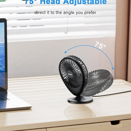 Aluan Desk Fan Small Quiet Usb Fan Portable For Travel 3 Speeds Powerful Desktop Fan 75°Head Rotation Table Fan Personal Mini Fan