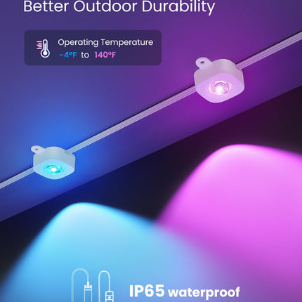 Permanent Outdoor Lights 100ft, Christmas DIY Decor, Smart RGB+IC Outdoor Lights for House with Remote, 72 LED IP65 Waterproof Eave Light for Holiday, Party, Work with Alexa, Google Assistant
