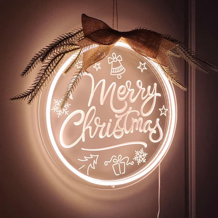 Britrio Merry Christmas Neon Light Signs LED Neon Wall 3D Art Decoration for Holiday Party Bedroom Business Store Window Home Decor Hanging Ornament Xmas Indoor 5V USB Powered 12” Warm White