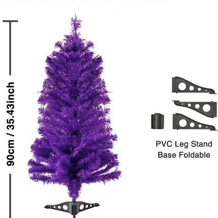 Artificial Christmas Tree with Stable Tripod Large Christmas Party Home Decoration Tree (Purple,3 Feet)
