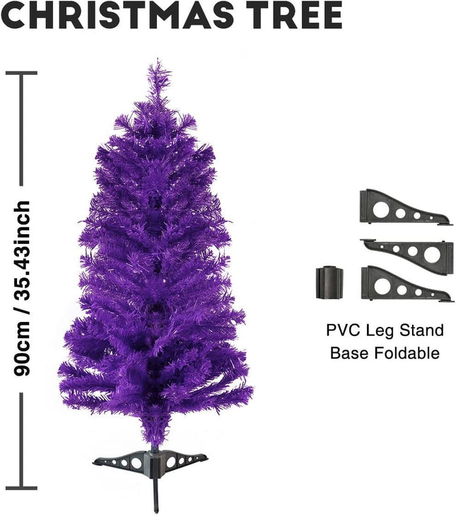 Artificial Christmas Tree with Stable Tripod Large Christmas Party Home Decoration Tree (Purple,3 Feet)