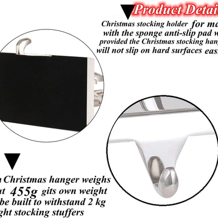 2 Pack Double Christmas Tree Stocking Holders Sliver Christmas Tree Mantle Stocking Hangers Holiday Fireplace Topper Hooks Christmas Decoration (2, Christmas Tree)