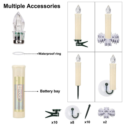 10 PCS LED Window Flameless Taper Candle, Battery Operated Christmas Tree Candle Lights with Remote Timer, Flickering Tree Candles Ideal for Christmas Garden Wedding Birthday Party Decoration.…