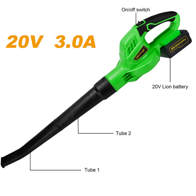 Werktough 20V Cordless Leaf Blower with 3.0A Battery and Fast Charger Leaf Blower Sweeper B001