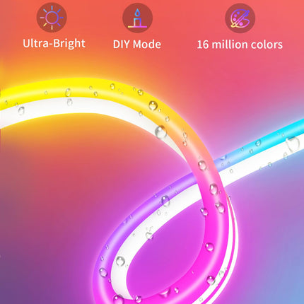 50ft Neon Rope RGB Lights, IP68 Waterproof Flexible Neon Lights, LED Strip Lights for Bedroom, Room Decor for Christmas, Outdoors, Pool 1 Roll A