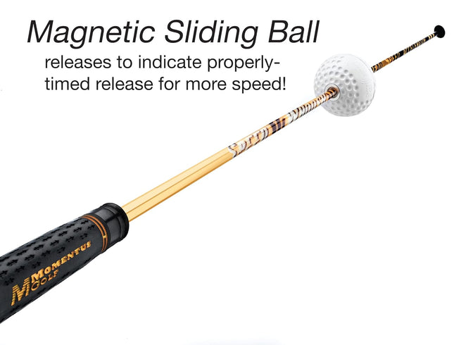 Momentus Speed Whoosh Golf Swing Trainer - Golf Swing Speed Trainer with Magnetic Sliding Timing Ball - Premium Swing Trainer Aid to Increase Golf Swing Speed 7 to 10 mph