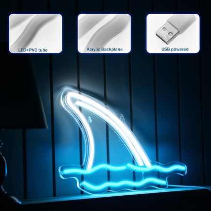Shark LED Neon Signs Wall Decorative Shark Neon Lights Acrylic USB Powered Shark Neon Light for Christmas Bedroom Decor Room Shop Hotel Bar Party Supplies s