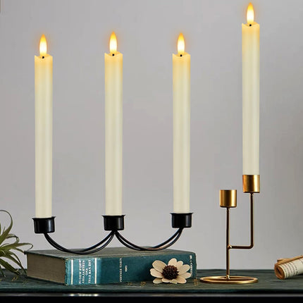HINZER 6 Pcs Flameless Taper Candles with Remote & Timer, 9.6'' Battery Operated Candles Real Wax LED Warm 3D Wick Flickering Candles for Christmas Halloween Window Wedding Decor, Ivory