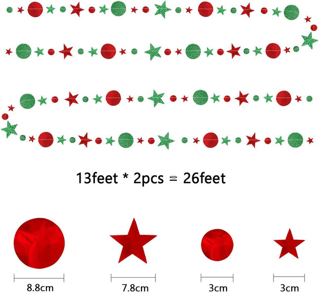 Red and Green Glitter Grinches Christmas Hanging Garland Grinches Christmas Banner Grinches Christmas Garland for Grinches Whoville Christmas Decorations, Xmas Holiday Mantle Fireplace Home Decor