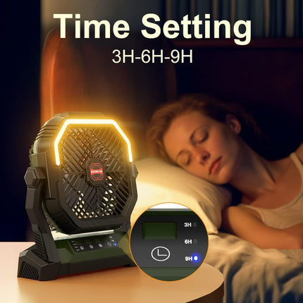 Camping Fan With Led Lights, 5 In 1 Portable Fan 12000Mah 50H Rechargeable Usb Desk Battery Powered Fan With Power Bank/Timer/Hoo