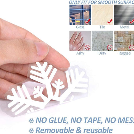 275 Pcs Christmas Window Clings Static Snowflakes Window Clings Decals Stickers Christmas Window Decorations Indoor Merry Christmas Winter Wonderland Decorations Ornaments Party Supplies