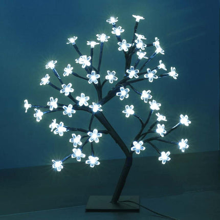 Bonsai Tree Light Artificial Tree Led Flower Cherry Blossom Light Adjustable Branches Battery Operated for Room Decoration and (White)