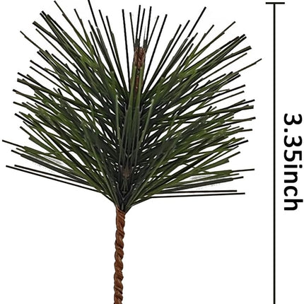 GXXMEI 62PCS Artificial Green Pine Needles Branches Small Pine Twigs Stems Picks Fake Greenery Pine Picks for Christmas Garland Wreath Embellishing and Home Holiday Garden Decoration