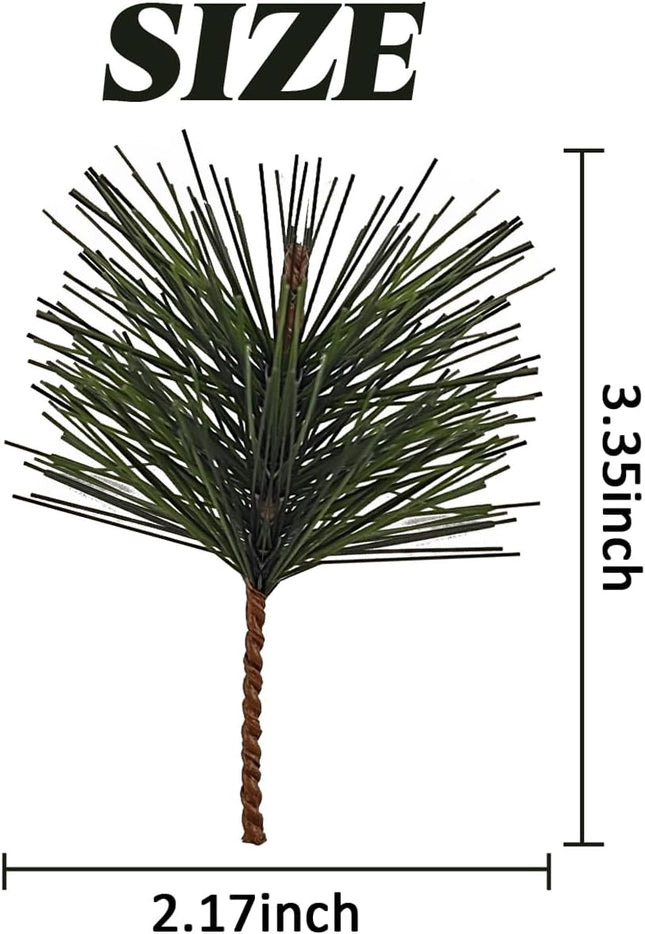 GXXMEI 62PCS Artificial Green Pine Needles Branches Small Pine Twigs Stems Picks Fake Greenery Pine Picks for Christmas Garland Wreath Embellishing and Home Holiday Garden Decoration