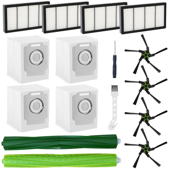 Parts For Irobot Roomba S9 9150 S9+ S9 Plus 9550 S Series Vacuum Cleaner, Accessories Includes 1 Set Of Multisurface Rubber Brush,4 Side Brushes,4 Filters,4 Dust Bags