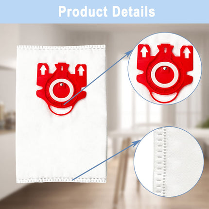 12 Pack Miele Airclean 3D Fjm Vacuum Cleaner Bags Compatible With Miele Compact C2 Complete C1 Compact C1 S246S256I, S300,S500 S700,S4000 And S6000 Series Canister Vacuums,Part 10123220