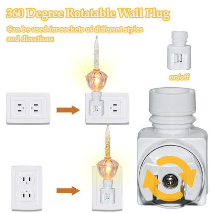 Christmas Bubble Night Lights, 1 Pack Bubble Night Lights with Silver Glitter Fluid, 1 Spare 5 Watt Clear Bubble Light Bulb with Gold Glitter Fluid, E12 Candelabra Base, Swivel Plug in Base,White
