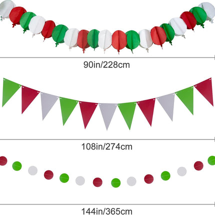 Christmas Party Decoration Festival Set - Huryfox 33pcs Birthday Bunting Decorations Paper Pom Poms Supplies Garland Hanging Honeycomb Balls Suitable for Halloween Garden Indoor Home Décor