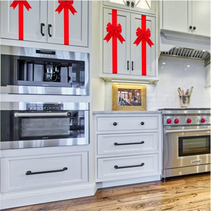 4 PCS Cabinet Door Festive Ribbons and Bows Decoration Holidays, Red